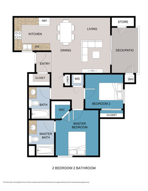 Sunny View two bedroom two bathroom floor plan A